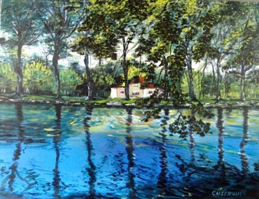 Картина под названием "Un canal en péril 2" - Geneviève Baud Caizergues, Подлинное произведение искусства, Масло Установлен…