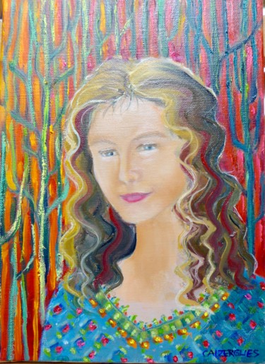 Painting titled "Marie" by Geneviève Baud Caizergues, Original Artwork, Oil