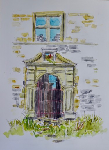 Painting titled "Chateau de Montlaur…" by Geneviève Baud Caizergues, Original Artwork, Watercolor