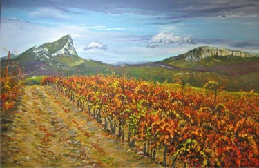 Painting titled "Automne au pic Sain…" by Geneviève Baud Caizergues, Original Artwork, Oil