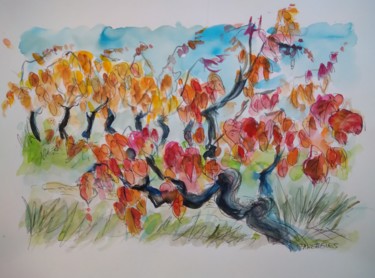 Peinture intitulée "Déjà l automne" par Geneviève Baud Caizergues, Œuvre d'art originale, Aquarelle
