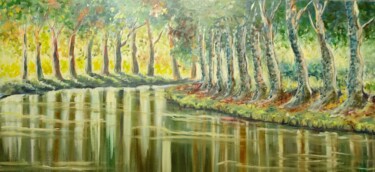 Рисунок под названием "le canal du midi en…" - Geneviève Baud Caizergues, Подлинное произведение искусства, Масло Установлен…