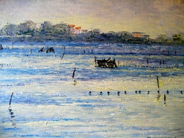 Peinture intitulée "Maguelone des étangs" par Geneviève Baud Caizergues, Œuvre d'art originale, Huile