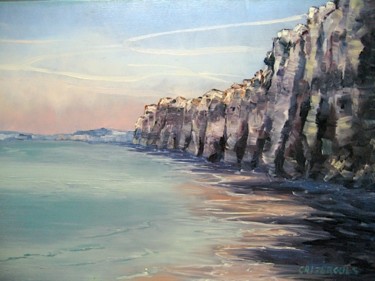 Painting titled "Falaises" by Geneviève Baud Caizergues, Original Artwork