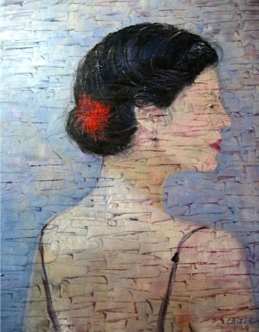 Painting titled "La dame brune" by Geneviève Baud Caizergues, Original Artwork