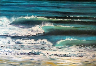 Peinture intitulée "La mer, qu'on voit…" par Geneviève Baud Caizergues, Œuvre d'art originale, Huile