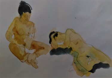 Рисунок под названием "deux-nues-ensemble-…" - Geneviève Bonnet-Cadith, Подлинное произведение искусства, Мел