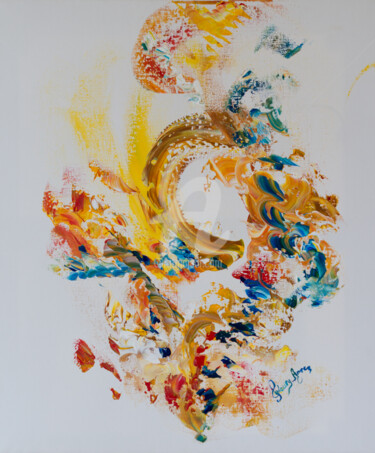 Peinture intitulée "anagramme-floral-ac…" par Geneviève Fleury-Anne, Œuvre d'art originale, Acrylique