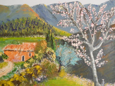 Painting titled "Mas au Mont Ventoux" by Genevieve Fraysse, Original Artwork, Oil