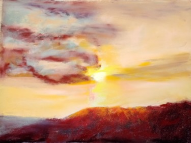 Peinture intitulée "Coucher de soleil" par Genevieve Fraysse, Œuvre d'art originale, Pastel