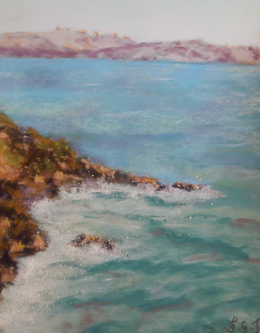 Painting titled "Ecumes de mer" by Genevieve Fraysse, Original Artwork, Pastel