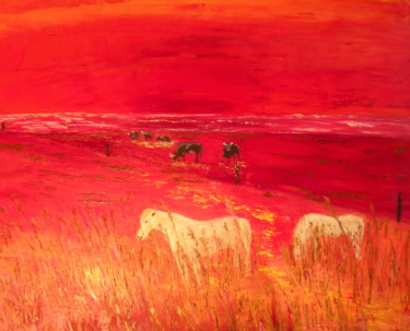 Peinture intitulée "Camargue rouge" par Genevieve Fraysse, Œuvre d'art originale, Huile