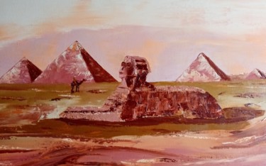 Painting titled "Grandiose Egypte (r…" by Genevieve Fraysse, Original Artwork, Oil