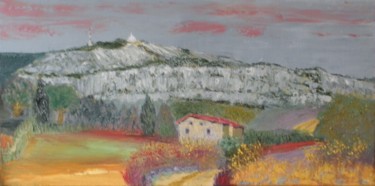 Painting titled "Le Mont Bouquet Gard" by Genevieve Fraysse, Original Artwork, Oil