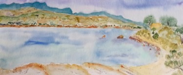Painting titled "Plage de St Maruza…" by Genevieve Fraysse, Original Artwork, Watercolor