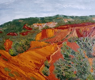 Pintura intitulada "Le Colorado de Rust…" por Genevieve Fraysse, Obras de arte originais, Óleo