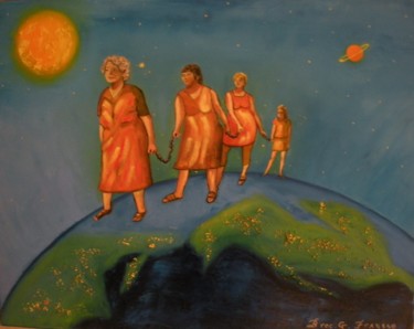 Peinture intitulée "La chaine de la vie…" par Genevieve Fraysse, Œuvre d'art originale, Huile