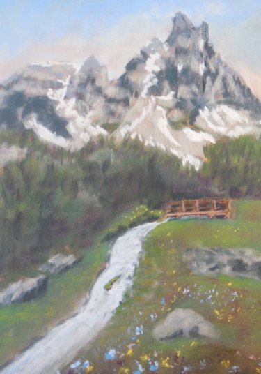 Pintura titulada "Hautes Alpes (sur l…" por Genevieve Fraysse, Obra de arte original, Pastel