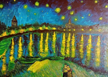 Painting titled "Copie de Van Gogh L…" by Genevieve Fraysse, Original Artwork, Oil