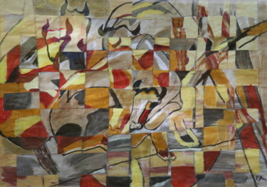 Peinture intitulée "Collage et tressage" par Genevieve Fraysse, Œuvre d'art originale, Acrylique