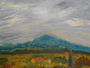 Painting titled "Mont Ventoux (sur l…" by Genevieve Fraysse, Original Artwork, Oil