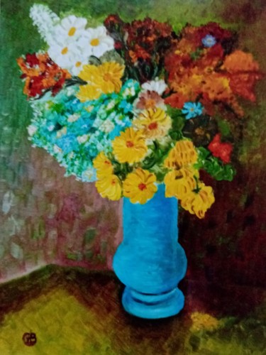 Painting titled "Copie bouquet d'apr…" by Genevieve Fraysse, Original Artwork, Oil
