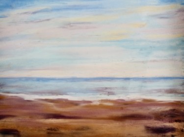 Painting titled "Mer calme" by Genevieve Fraysse, Original Artwork, Pastel