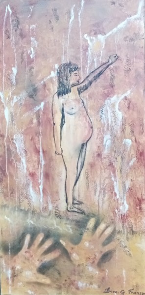 Painting titled "Femmes en lutte dep…" by Genevieve Fraysse, Original Artwork, Acrylic