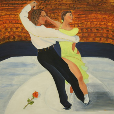 Peinture intitulée "Les patineurs" par Genevieve Fraysse, Œuvre d'art originale, Acrylique