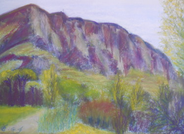 Peinture intitulée "La montagne St Vict…" par Genevieve Fraysse, Œuvre d'art originale, Pastel