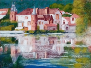 Painting titled "Reflets dans la Lou…" by Genevieve Fraysse, Original Artwork, Pastel