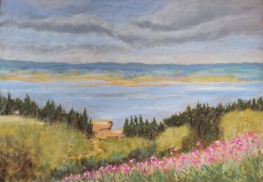 Peinture intitulée "Le lac de Naussac e…" par Genevieve Fraysse, Œuvre d'art originale, Pastel