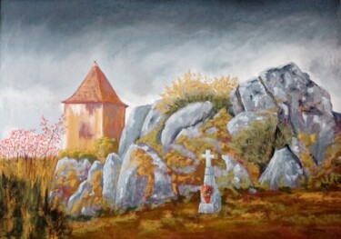 Painting titled "Le pigeonnier de Ma…" by Genevieve Fraysse, Original Artwork, Pastel