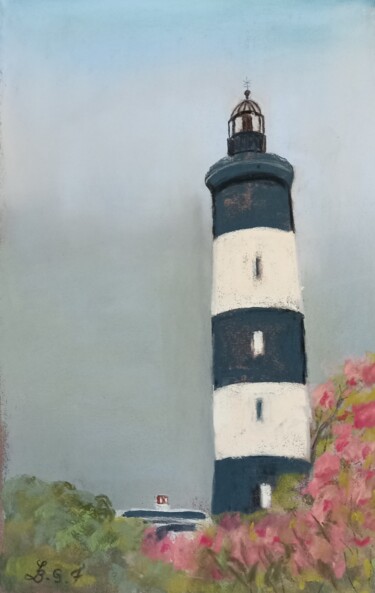Painting titled "Le phare de Chassir…" by Genevieve Fraysse, Original Artwork, Pastel