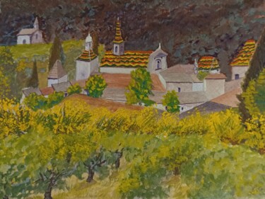Painting titled "La Chartreuse de Va…" by Genevieve Fraysse, Original Artwork, Gouache