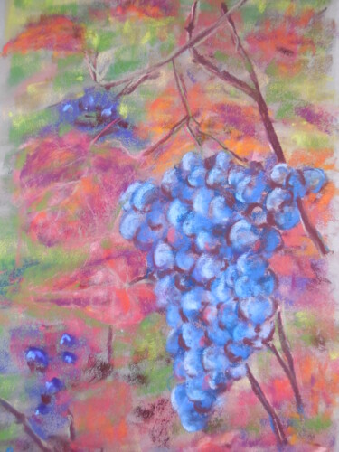 Malerei mit dem Titel "raisins" von Genevieve Fraysse, Original-Kunstwerk, Pastell