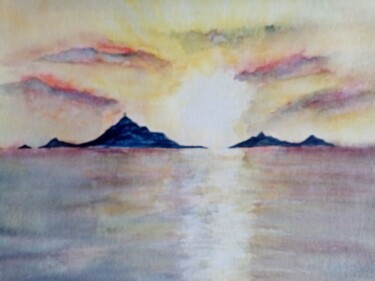 Painting titled "Les Iles Sanguinair…" by Genevieve Fraysse, Original Artwork, Watercolor