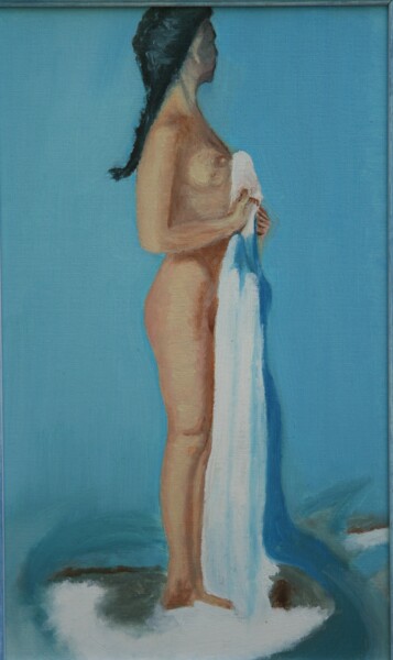 Malerei mit dem Titel "Sortie de bain" von Genevieve Fraysse, Original-Kunstwerk, Öl