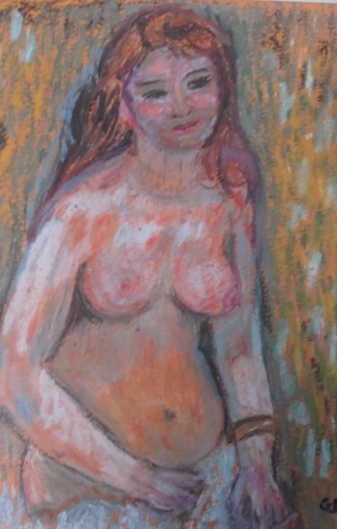 Schilderij getiteld "Copie de Renoir" door Genevieve Fraysse, Origineel Kunstwerk, Pastel
