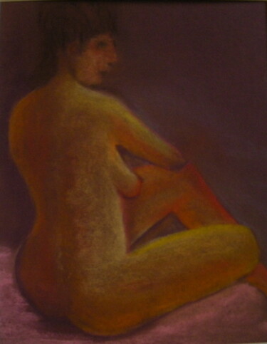 Painting titled "Femme de dos" by Genevieve Fraysse, Original Artwork, Pastel