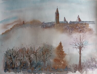 Pittura intitolato "La brume" da Genevieve Fraysse, Opera d'arte originale, Acquarello