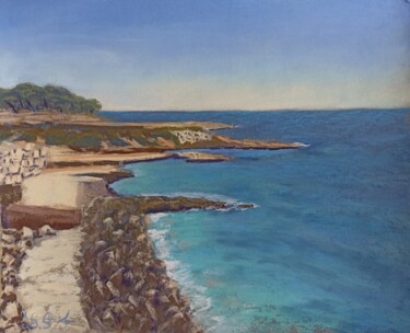 Peinture intitulée "Sur la côte, vers C…" par Genevieve Fraysse, Œuvre d'art originale, Pastel