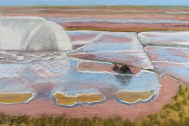 Peinture intitulée "les Salins de Girau…" par Genevieve Fraysse, Œuvre d'art originale, Pastel