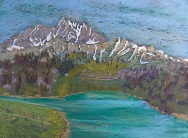 Peinture intitulée "Le Lac de St Guérin…" par Genevieve Fraysse, Œuvre d'art originale, Pastel