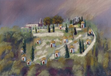 Peinture intitulée "Le Calvaire de Roch…" par Genevieve Fraysse, Œuvre d'art originale, Pastel