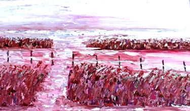 Pittura intitolato "Camargue rosée" da Genevieve Fraysse, Opera d'arte originale, Olio