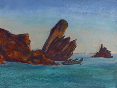 Malerei mit dem Titel "La côte de l'Estart…" von Genevieve Fraysse, Original-Kunstwerk, Pastell