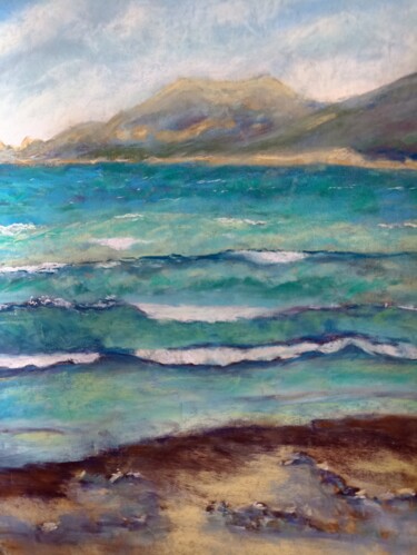 Pintura titulada "La côte portugaise…" por Genevieve Fraysse, Obra de arte original, Pastel