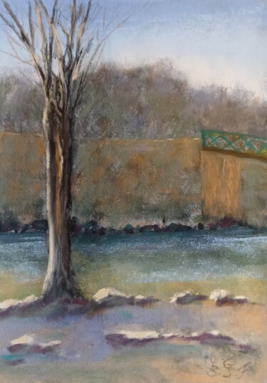 Painting titled "Sur les bords de l'…" by Genevieve Fraysse, Original Artwork, Pastel