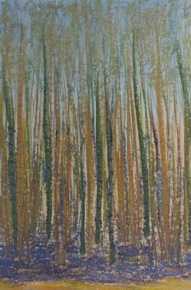 Painting titled "Bambous à Anduze Ga…" by Genevieve Fraysse, Original Artwork, Pastel